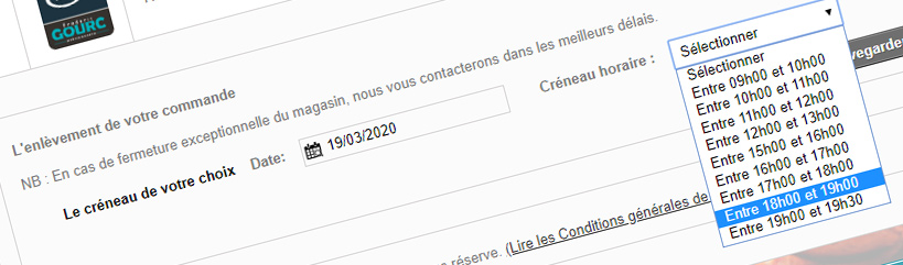 Poissonnerie Gourc - choix du créneau horaire